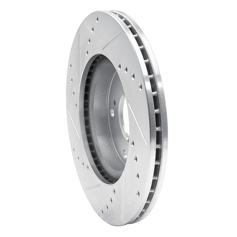 Acura ILX Brake Rotor (1) - Front Right - R1 Concepts - Drilled & Slotted - Silver - `03-`17